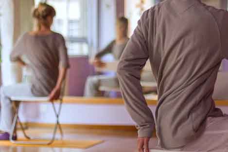people doing chair yoga
