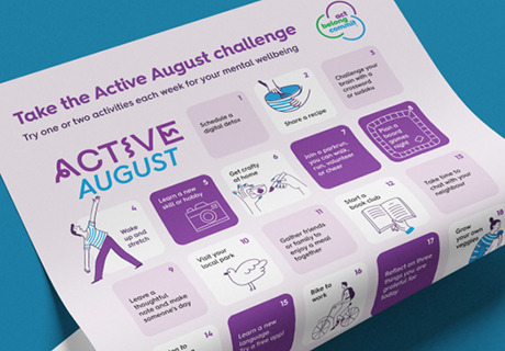 Active August calendar with illustrations